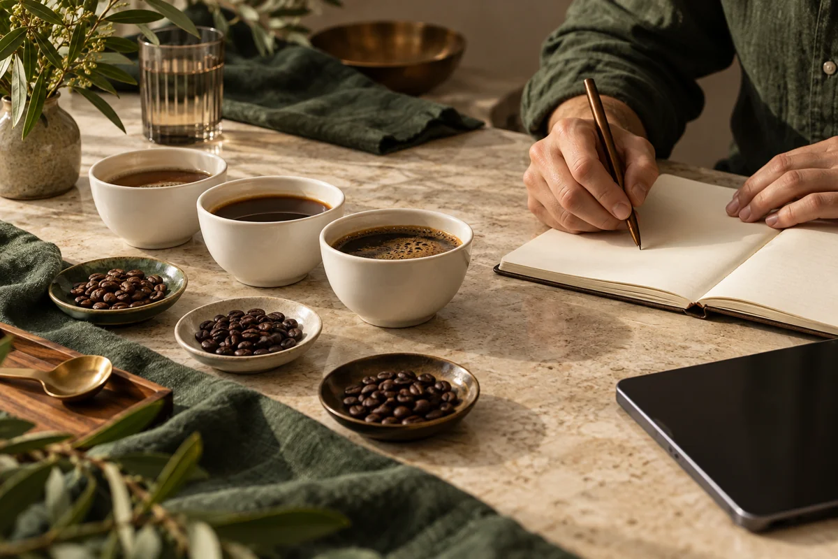 Registro de observaciones durante una cata de café
