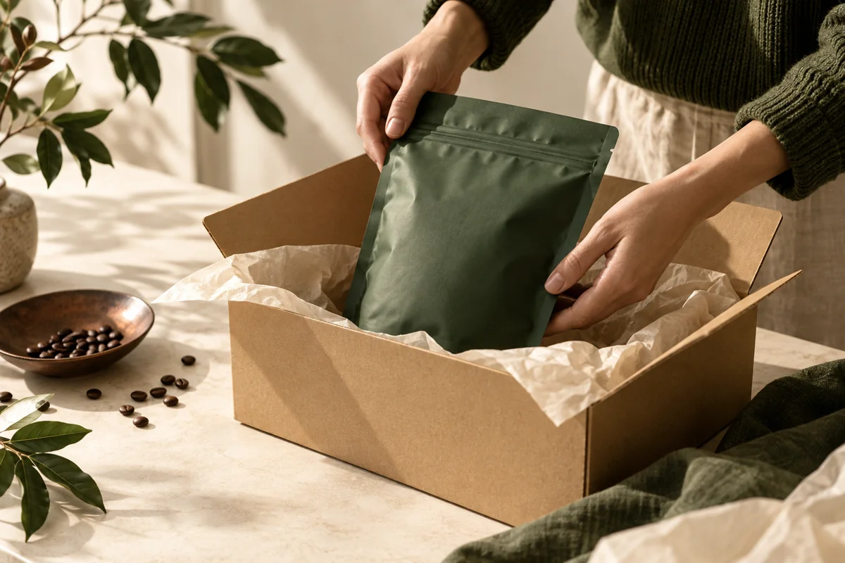 Preparación de un pedido de café para envío